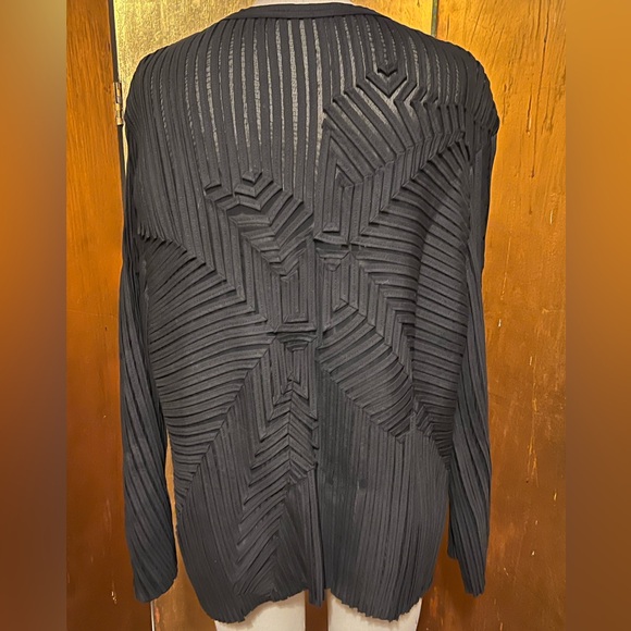 OBSTINEE by IKA Women Black Abstract Cotton Mesh Jacket Vintage 80’s 90’s - Picture 6 of 8